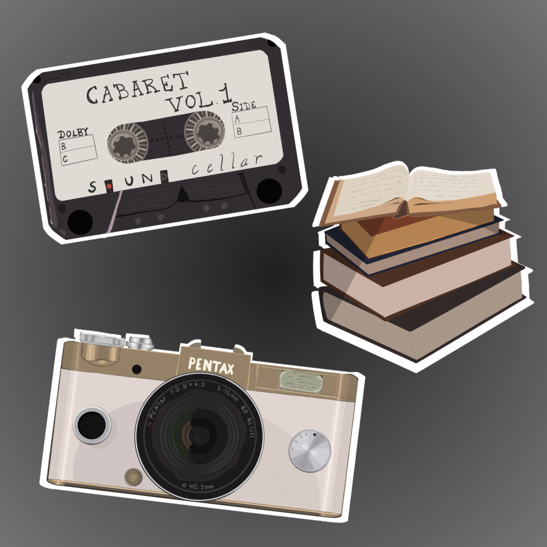 Pack de stickers vintage pour journaling et scrapbooking, caméra cassette rétro et ambiance souvenirs