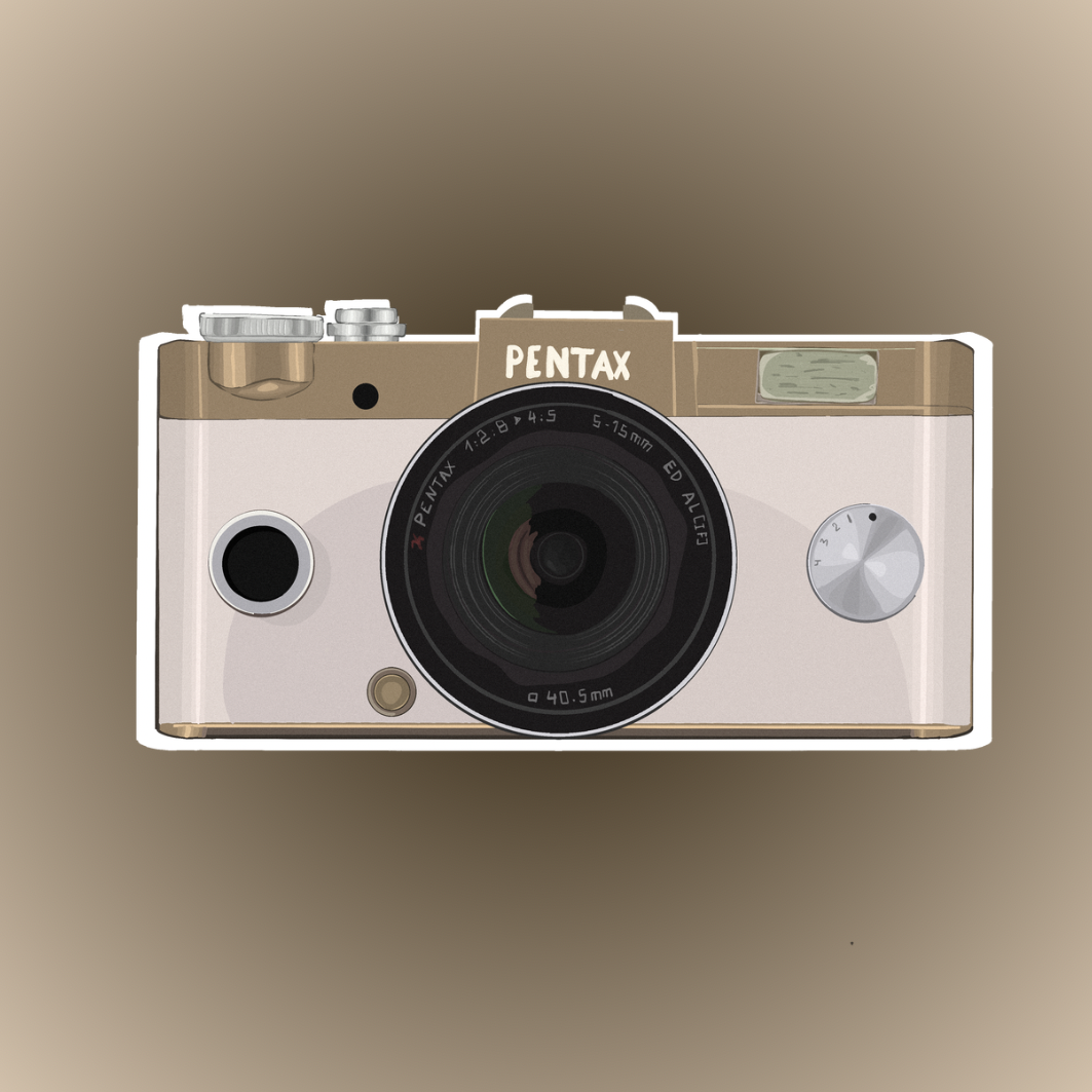 Sticker caméra vintage pour scrapbooking et journaling, illustration rétro idéale pour pages souvenirs et junk journal