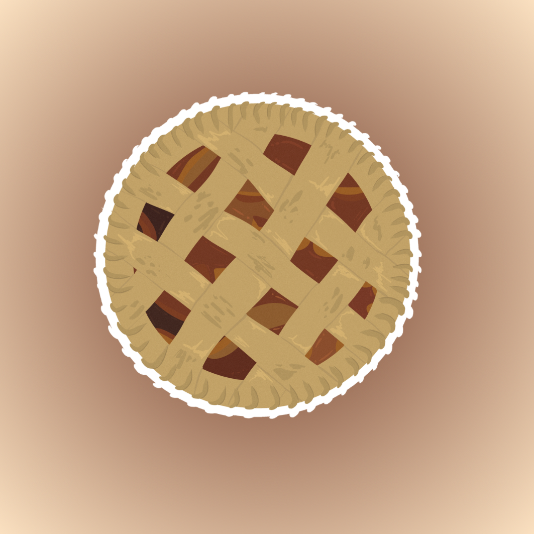 Sticker tarte à la pomme cosy pour journaling et scrapbooking, illustration gourmande idéale pour junk journal automnal