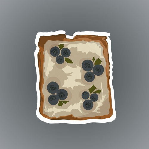 Sticker toast au myrtille pour journaling et scrapbooking, illustration food cosy pour carnets créatifs