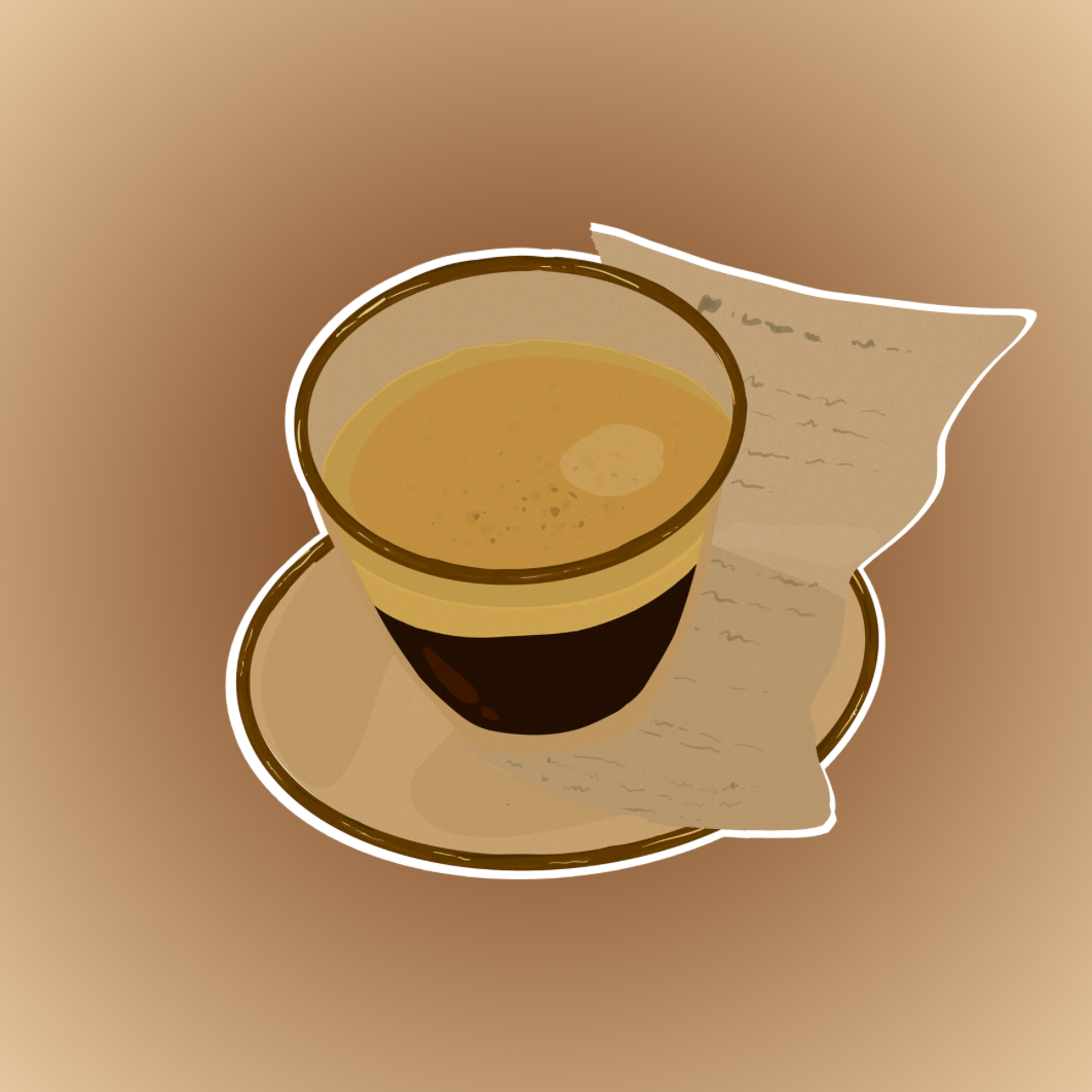 Sticker café cosy pour journaling et scrapbooking, illustration esthétique idéale pour junk journal et carnets créatifs